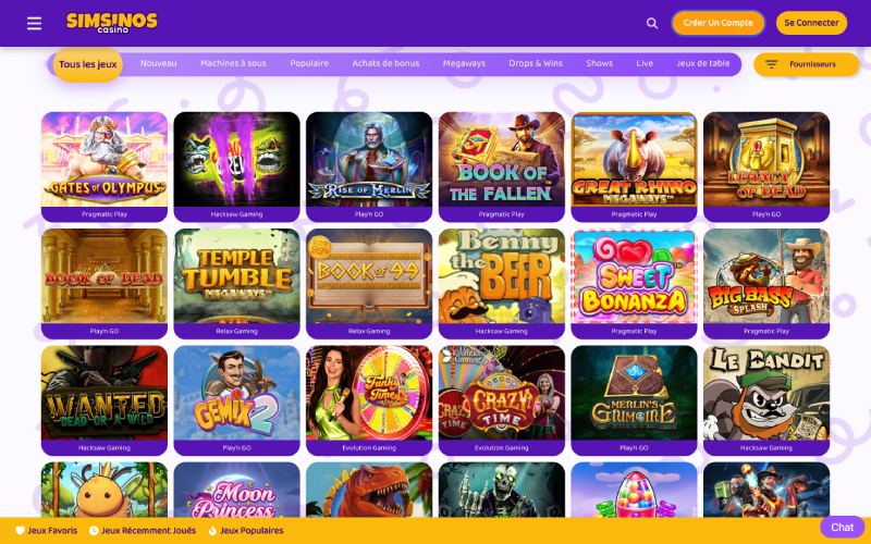 capture d'&eacute;cran simsinos casino casino jeux de casino
