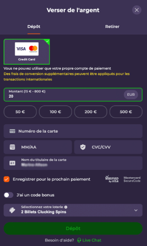capture d'écran coolzino casino depot