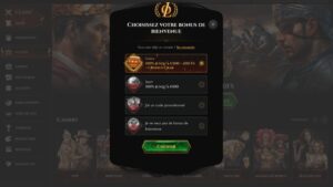 capture d'&eacute;cran legiano casino choix du bonus