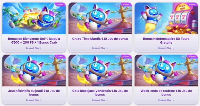 capture d'écran robocat casino bonus et promotions