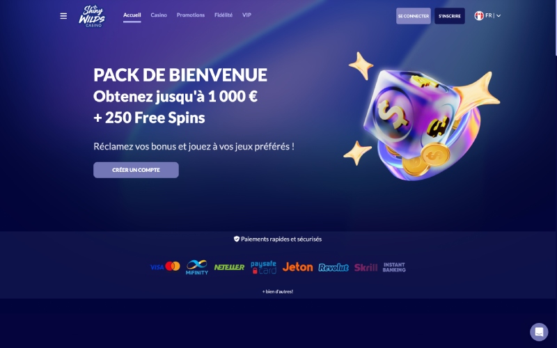 capture d'&eacute;cran shiny wilds casino page daccueil