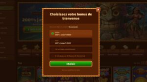 capture d'&eacute;cran tiki casino choix du bonus