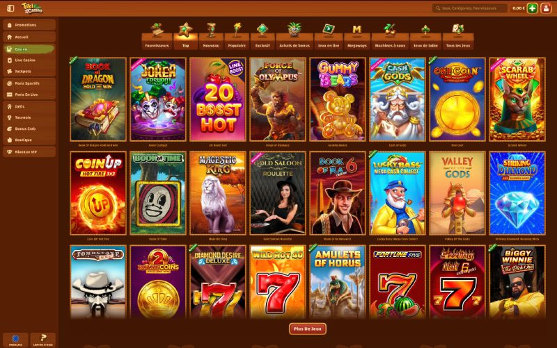 capture d'&eacute;cran tiki casino jeux casino