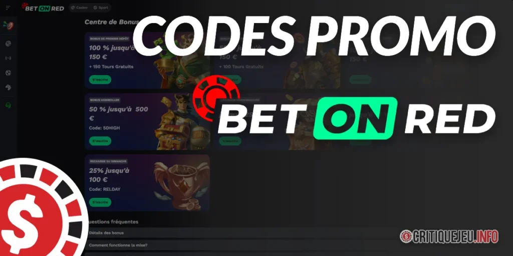 Bannière promotionnelle Betonred avec codes promo