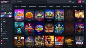 capture d'&eacute;cran rakebit casino jeux de casino