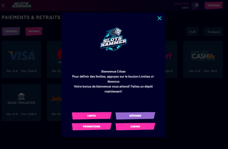 capture d'écran slots hammer casino limitation de depot