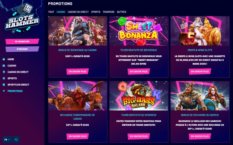 capture d'&eacute;cran slots hammer casino promotions