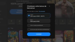 capture d'&eacute;cran mr punter casino choix du bonus de bienvenue