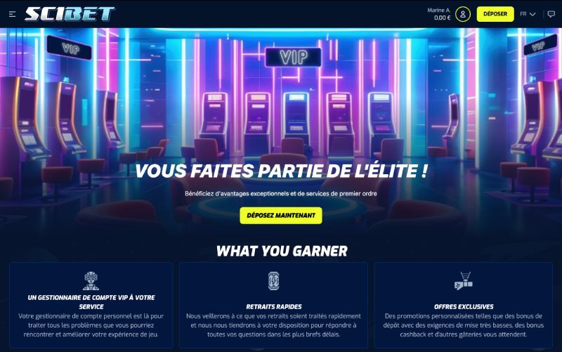 capture d'&eacute;cran scibet casino club vip