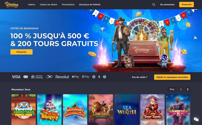 capture d'écran winning casino page d'accueil