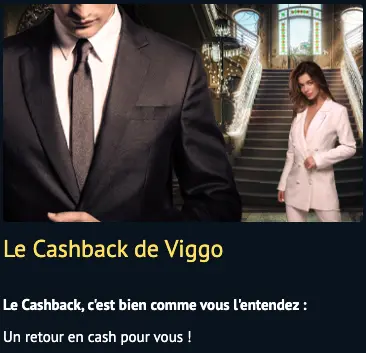 capture d&rsquo;écran bonus cashback viggoslots