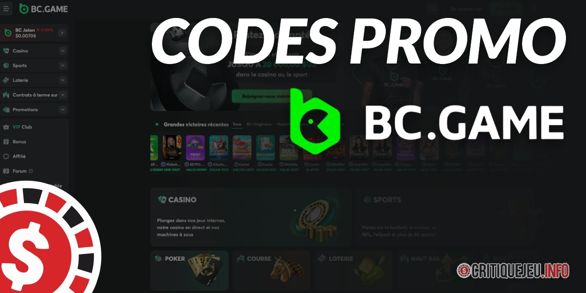 Codes promos BC Game et bonus actifs en 2026