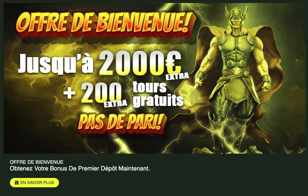 bonus de bienvenue thor casino