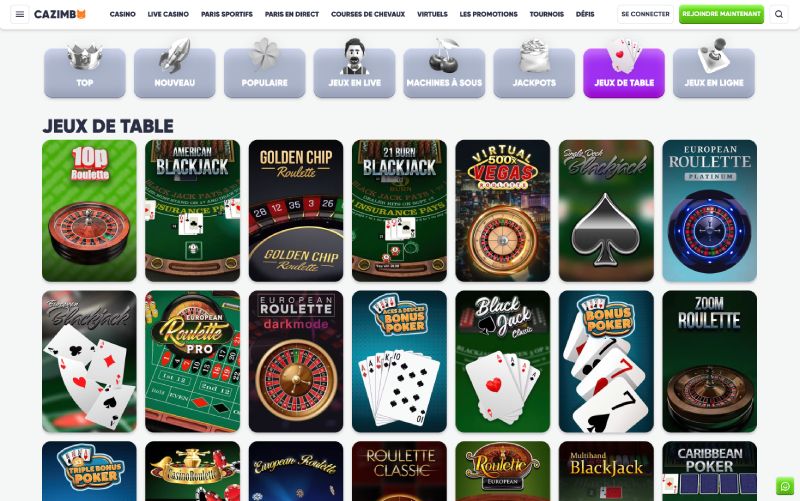 capture d'&eacute;cran cazimbo jeux de table