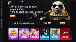 capture d'écran golden panda page d'accueil