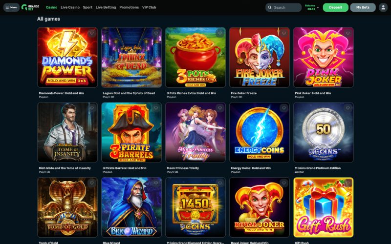 capture d'écran grandz bet casino machines a sous