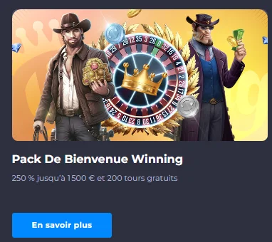 capture d'écran menu offre de bienvenue Winning.io