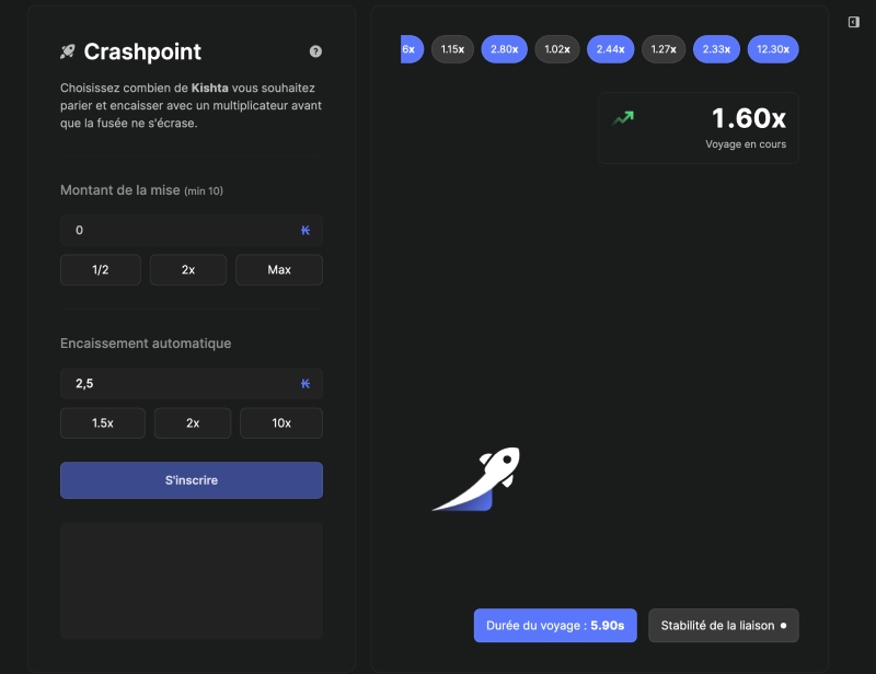 capture d'écran kishta.io roulette