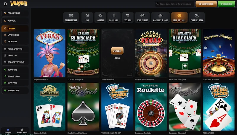 jeux de table wildsino casino