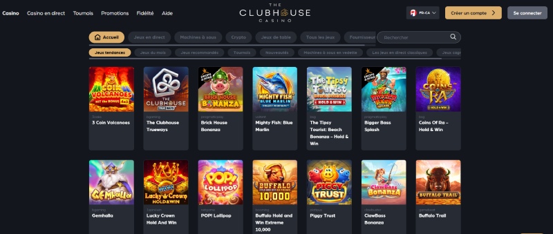 Les jeux sur The ClubHouse Casino