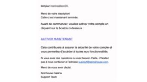 capture d'&eacute;cran spinshouse casino finalisation