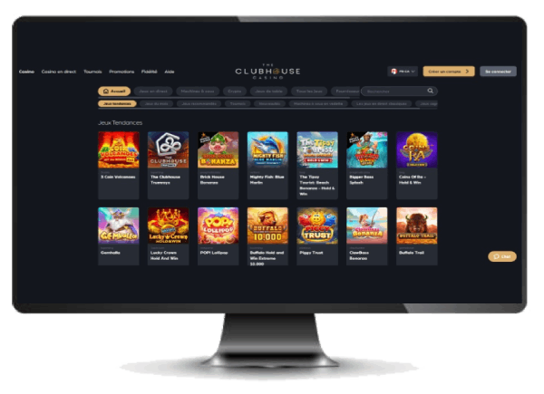 Interface ordinateur The ClubHouse Casino
