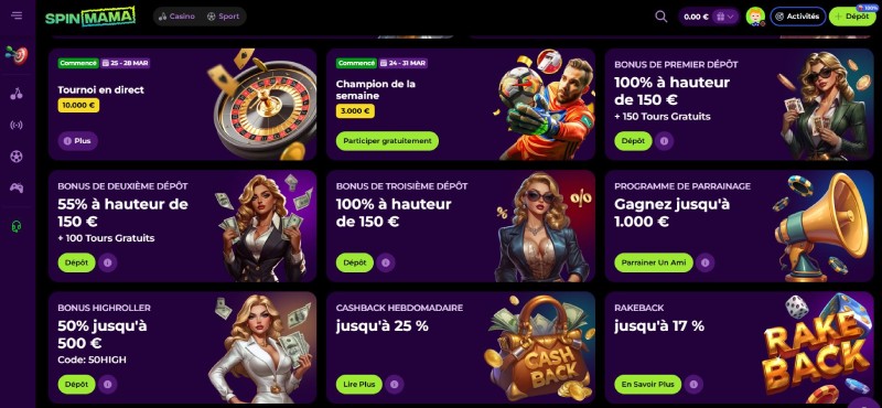 Les autres promotions sur Spinmama Casino