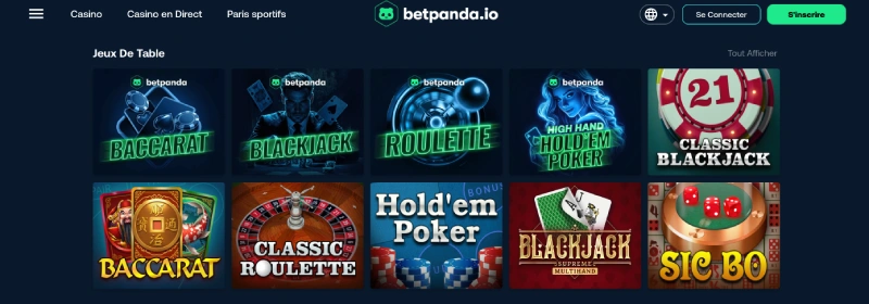 Les jeux de table sur Betpanda Casino