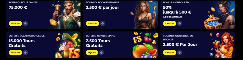 Capture d'écran des promotions sur Nyxbets