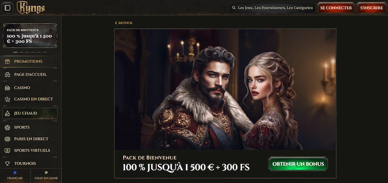 le bonus de bienvenue kyngs casino