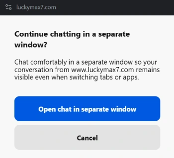 Fenêtre live chat Lucky Max