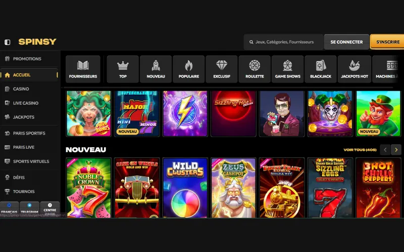 Schermata del modulo di registrazione di Spinsy Casino