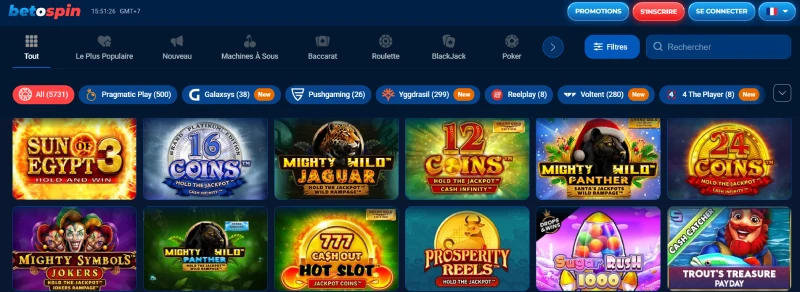 Les jeux sur BetOspin