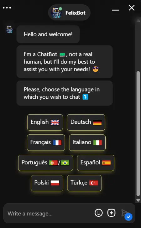Echange avec le service client de Felixspin
