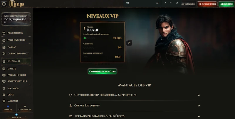 le programme vip de kyngs casino