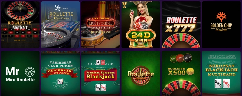 jeux de table sur brutal casino