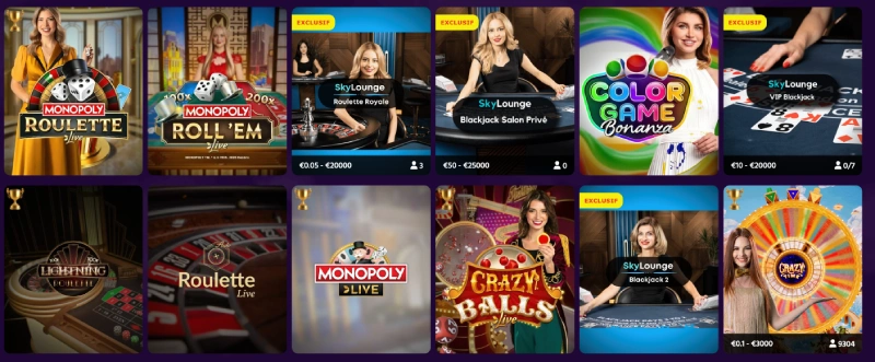 jeux en direct sur brutal casino