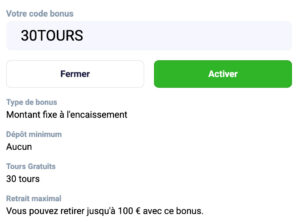 30 tours gratuits sans depot sur king chance