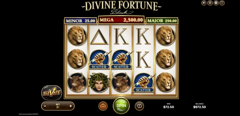Capture d'écran du bonus Free Spins sur Divine Fortune Black