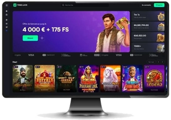 Capture d'écran de l'interface de TrueLuck Casino sur ordinateur