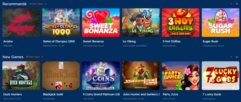 Capture d'écran des jeux de casino sur Bof Casino
