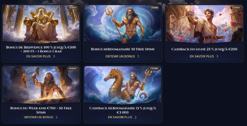 Capture d'écran des promotions sur Cazeus
