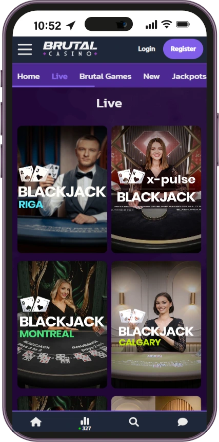 capture d'&eacute;cran Brutal Casino sur smartphone