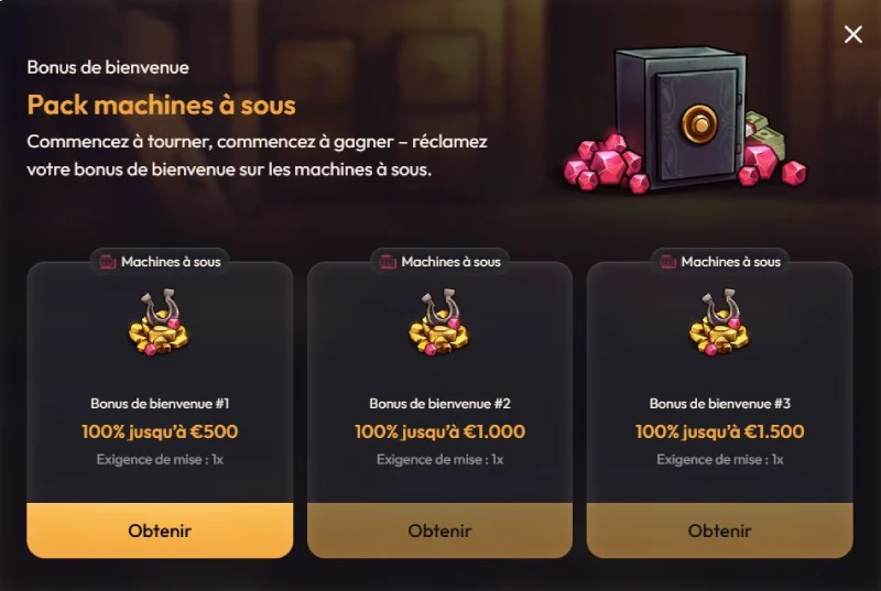 Capture d'écran du bonus de bienvenue MadCasino