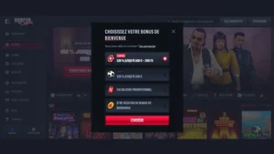 Capture d'&eacute;cran du choix du bonus de bienvenue sur Mafia Casino