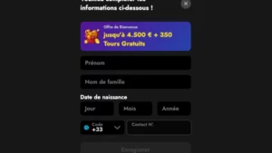 Capture d'&eacute;cran du deuxi&egrave;me formulaire d'inscription sur OscarSpin