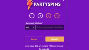 Capture d'&eacute;cran du num&eacute;ro de t&eacute;l&eacute;phone sur PartySpins