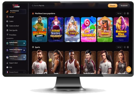 Capture d'écran de l'interface ordinateur de MadCasino