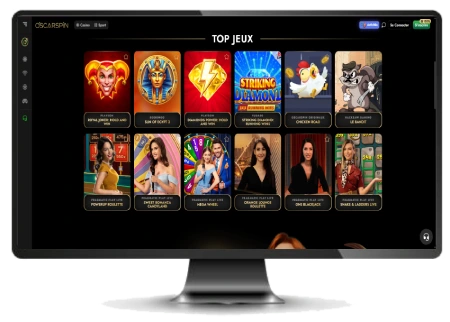 Capture d'écran de l'interface sur ordinateur de OscarSpin