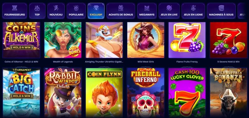 Capture d'écran des jeux de casino sur WishWin